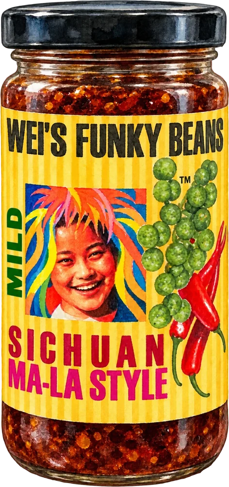 Mild heat jar of Wei's Funky Beans