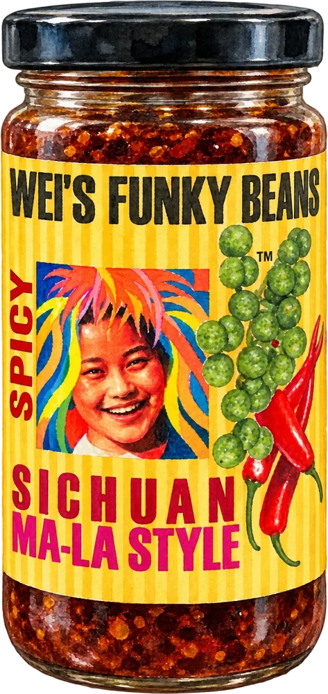 Spicy heat jar of Wei's Funky Beans